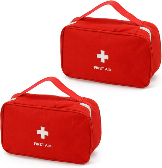 Portable Empty First Aid Kit Bag, Travel Medicine Pouch, Small Medical Bag (2 Pieces Red)