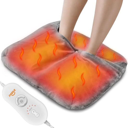 Double Sided Foot Warmer, Electric Foot Heating Pad with Fast Heating & Non-Slip & Washable & Auto Shut Off & 6 Temperature Settings & 4 Timers, 23 * 18 Inch Soft Feet Warmers for Women and Men