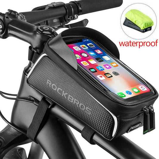 Rockbros Bicycle Front Frame Bag Top Tube Bag Touch Screen Bike Phone Holder Case Bike Bag Waterproof 6.5"