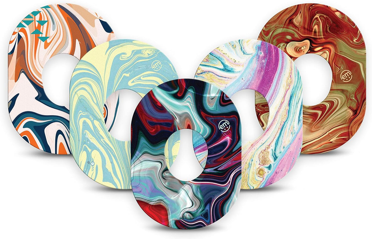 ExpressionMed - Adhesive Patch for Dexcom G7 (5-Pack) - Made in The USA, Waterproof, Split Backing, CGM Tape (Super Swirl Variety Pack)