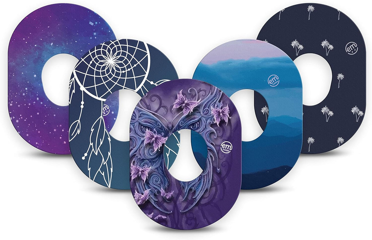 ExpressionMed - Adhesive Patches for Dexcom G7 (Pack of 5) - Made in The USA, Waterproof, Non-Fraying, Pre-Cut CGM Sensor Tapes (Dreamy Escapes Variety Pack)