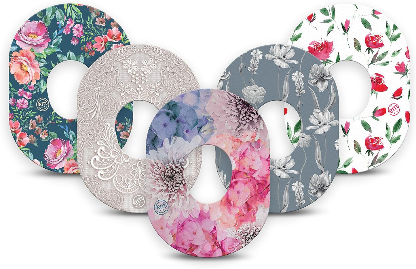 ExpressionMed - Adhesive Patch for Dexcom G7 (5-Pack) - Made in The USA, Waterproof, Split Backing, CGM Tape (Frosty Floral Variety Pack)