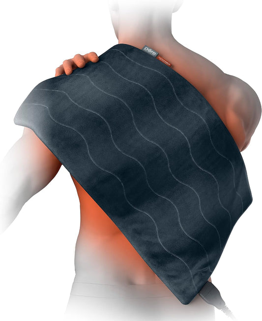 Pure Enrichment® PureRelief® Pro Far Infrared XL Heating Pad - Deeper Muscle Relief for Back, Neck, Shoulder, & Knee Pain in Athletes, 4 Heat Settings, Dry/Moist Heat, 12” x 24” Extra-Large Size (Iron