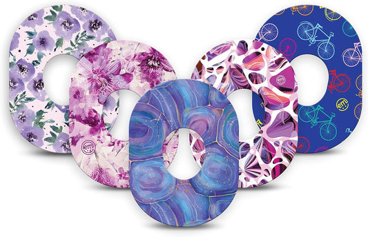 ExpressionMed - Adhesive Patch for Dexcom G7 (5-Pack) - Made in The USA, Waterproof, Split Backing, CGM Tape (Peaceful Purple)