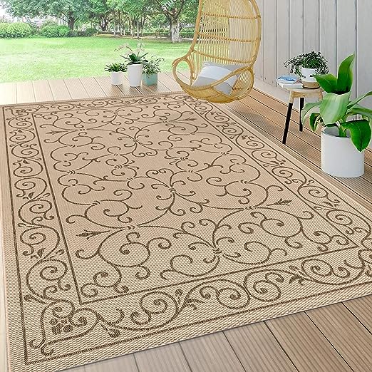 SMB106B-3 Charleston Vintage Filigree Textured Weave Indoor/Outdoor Red/Beige