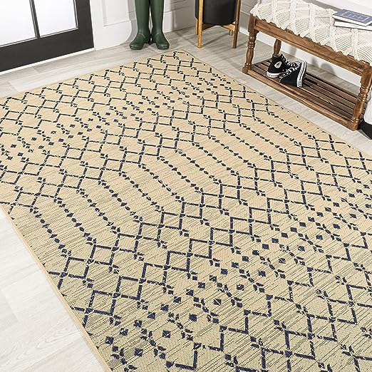 SMB108B-3 Ourika Moroccan Geometric Textured Weave Indoor Outdoor -Area Rug