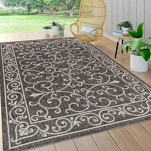 SMB106B-3 Charleston Vintage Filigree Textured Weave Indoor/Outdoor Red/Beige