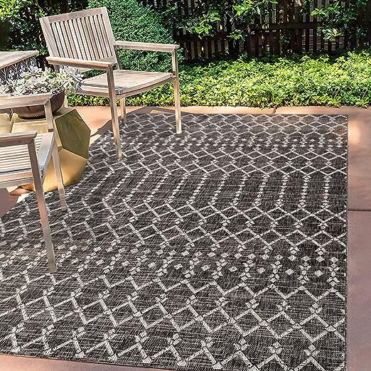SMB108B-3 Ourika Moroccan Geometric Textured Weave Indoor Outdoor -Area Rug