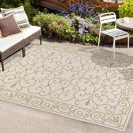 SMB106B-3 Charleston Vintage Filigree Textured Weave Indoor/Outdoor Red/Beige