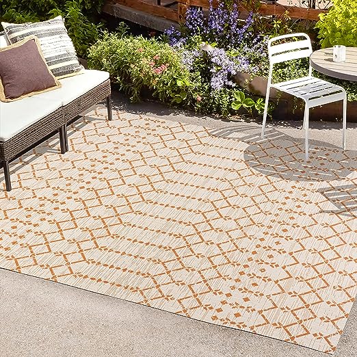 SMB108B-3 Ourika Moroccan Geometric Textured Weave Indoor Outdoor -Area Rug