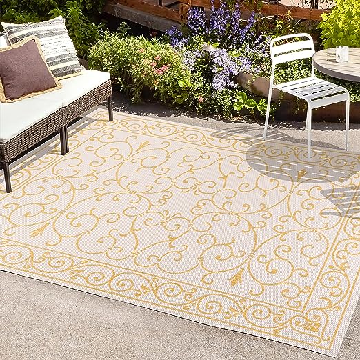 SMB106B-3 Charleston Vintage Filigree Textured Weave Indoor/Outdoor Red/Beige