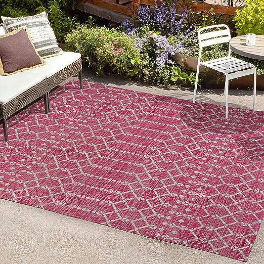 SMB108B-3 Ourika Moroccan Geometric Textured Weave Indoor Outdoor -Area Rug