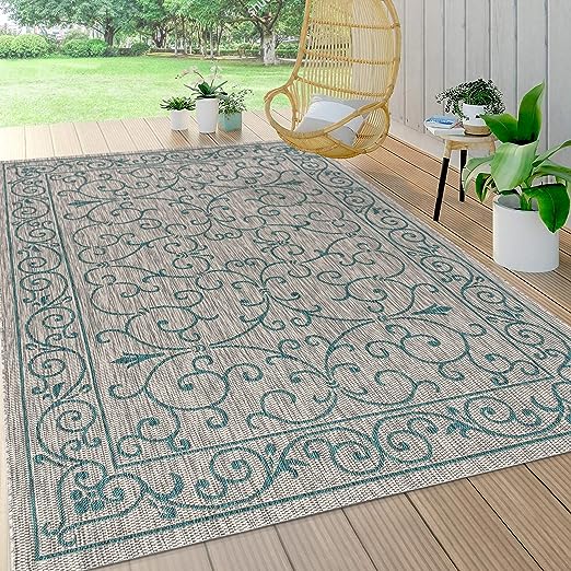 SMB106B-3 Charleston Vintage Filigree Textured Weave Indoor/Outdoor Red/Beige