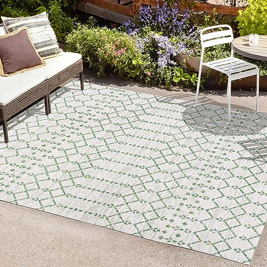 SMB108B-3 Ourika Moroccan Geometric Textured Weave Indoor Outdoor -Area Rug