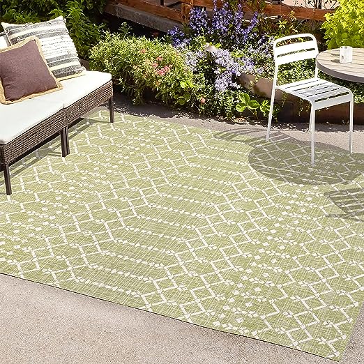 SMB108B-3 Ourika Moroccan Geometric Textured Weave Indoor Outdoor -Area Rug