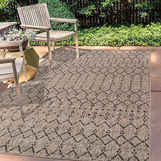 SMB108B-3 Ourika Moroccan Geometric Textured Weave Indoor Outdoor -Area Rug