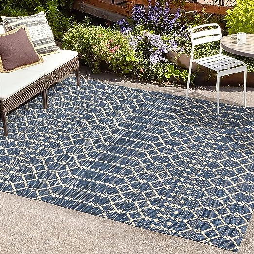 SMB108B-3 Ourika Moroccan Geometric Textured Weave Indoor Outdoor -Area Rug