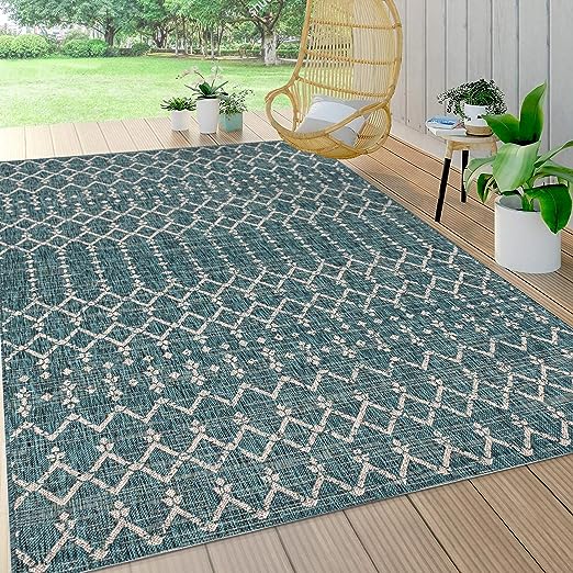 SMB108B-3 Ourika Moroccan Geometric Textured Weave Indoor Outdoor -Area Rug