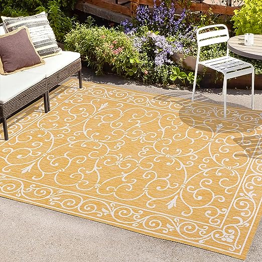 SMB106B-3 Charleston Vintage Filigree Textured Weave Indoor/Outdoor Red/Beige