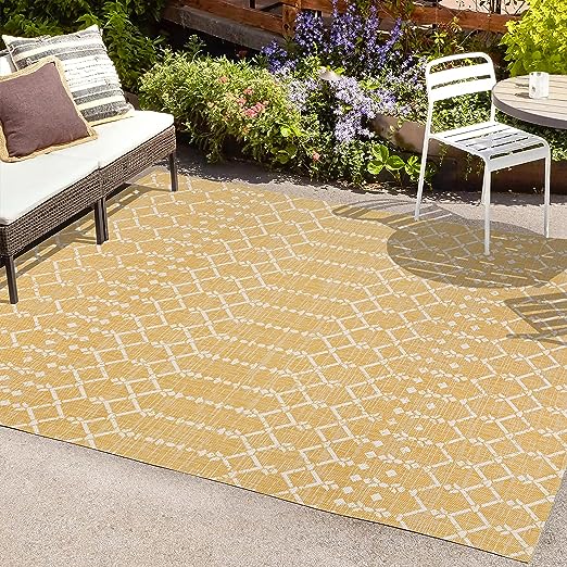 SMB108B-3 Ourika Moroccan Geometric Textured Weave Indoor Outdoor -Area Rug