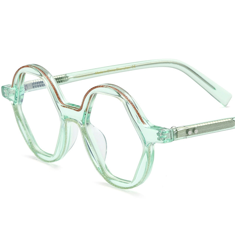 Personalized And Fashionable Polygon Plate Eyeglass Frame - Blue Force Sports