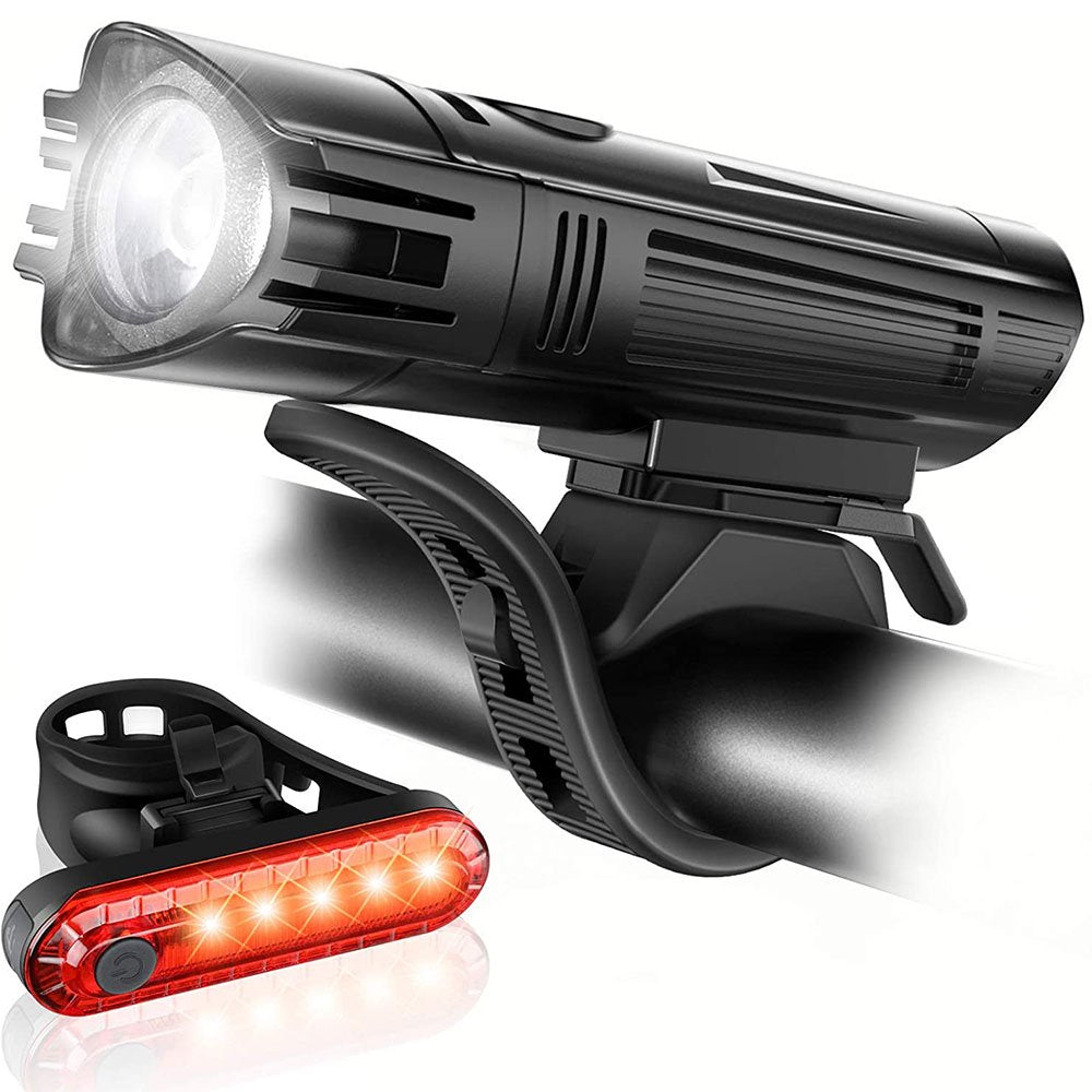 Musment Ultra Bright USB Re Bike Light Set, Powerful Bicycle Front Headlight and Back Taillight, 4 Light Modes, Easy to Install for Men Women Kids Road Mountain Cycling