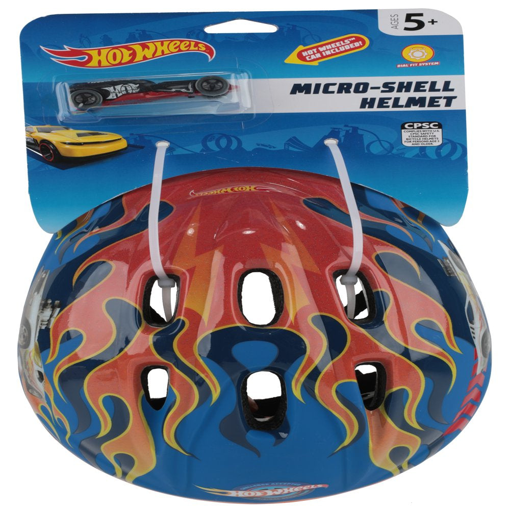 Hot Wheels Helmet with Surprise Bonus Car for Bikes, Skateboards and Scooters, Ages 5+