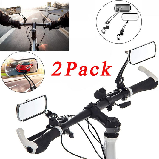 PVUEL 1 Pair Bike Mirrors for Handlebars, 360° Rotate Wide Angle Bicycle Rear View Mirrors for E-Bike Mountain Bike Accessories