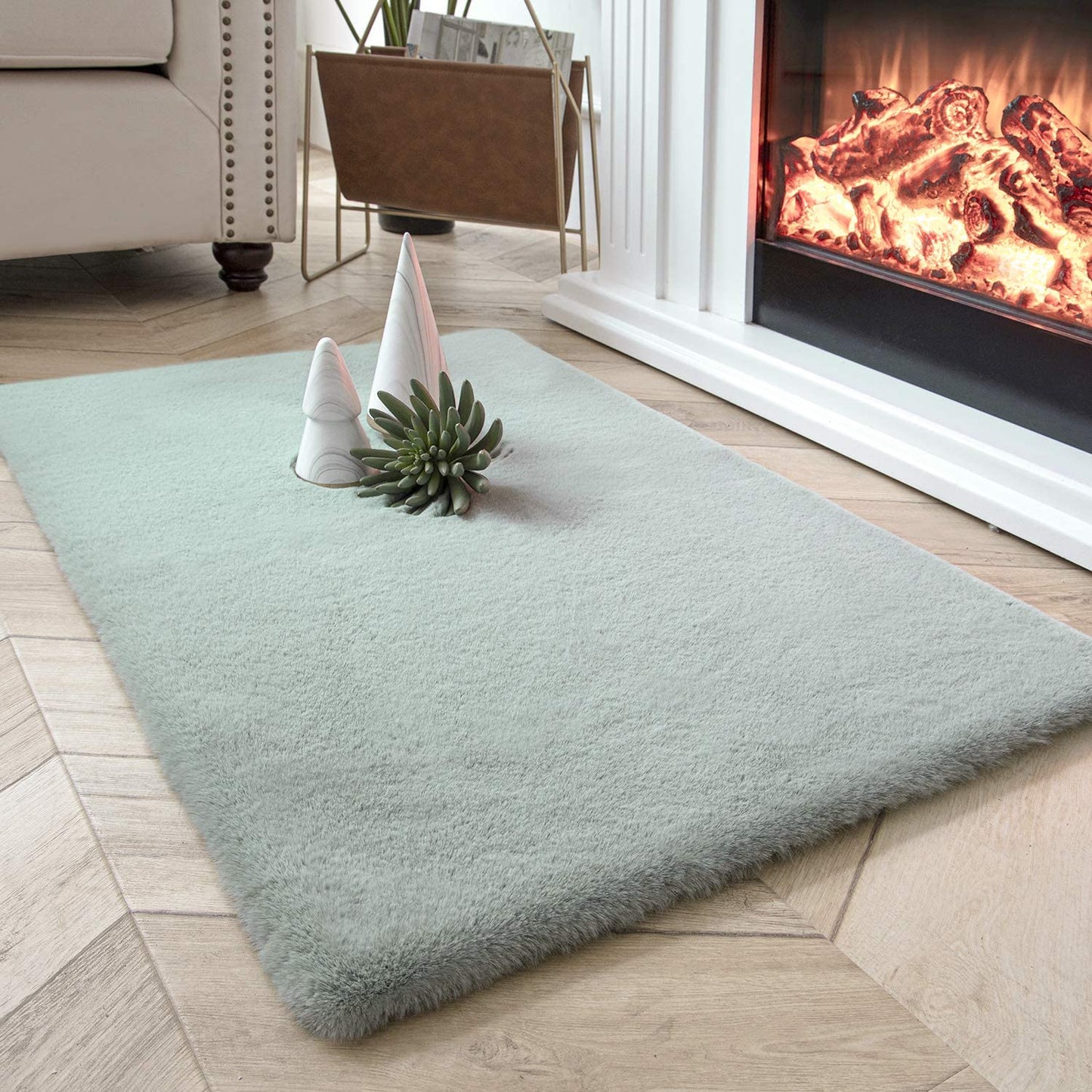 Ultra Soft Faux Rabbit Fur Rug, 2 x 3 Feet