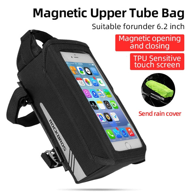 ROCKBROS Bike Bag Front Phone Bicycle Bag for Bicycle Tube Waterproof Touch Screen Saddle Package for 6.5Inch Bike Accessories