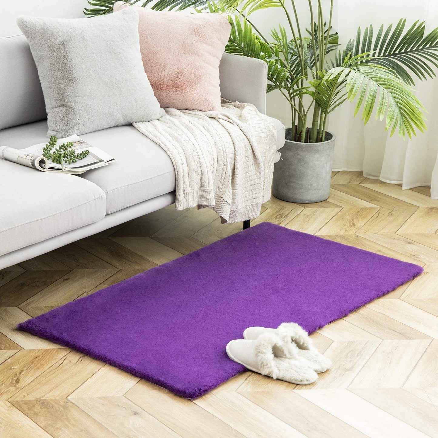 Ultra Soft Faux Rabbit Fur Rug, 2 x 3 Feet