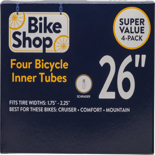 Bike Shop Bicycle Inner Tube, Schrader Valve, 26" X 1.75-2.25", Value Pack