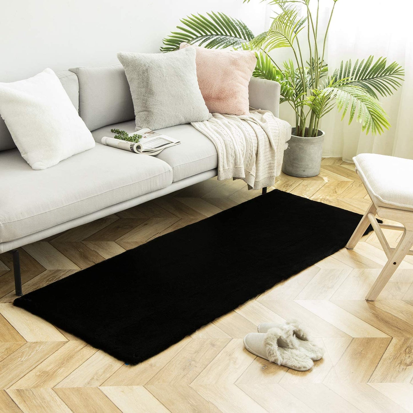 Ultra Soft Faux Rabbit Fur Rug, 2 x 3 Feet