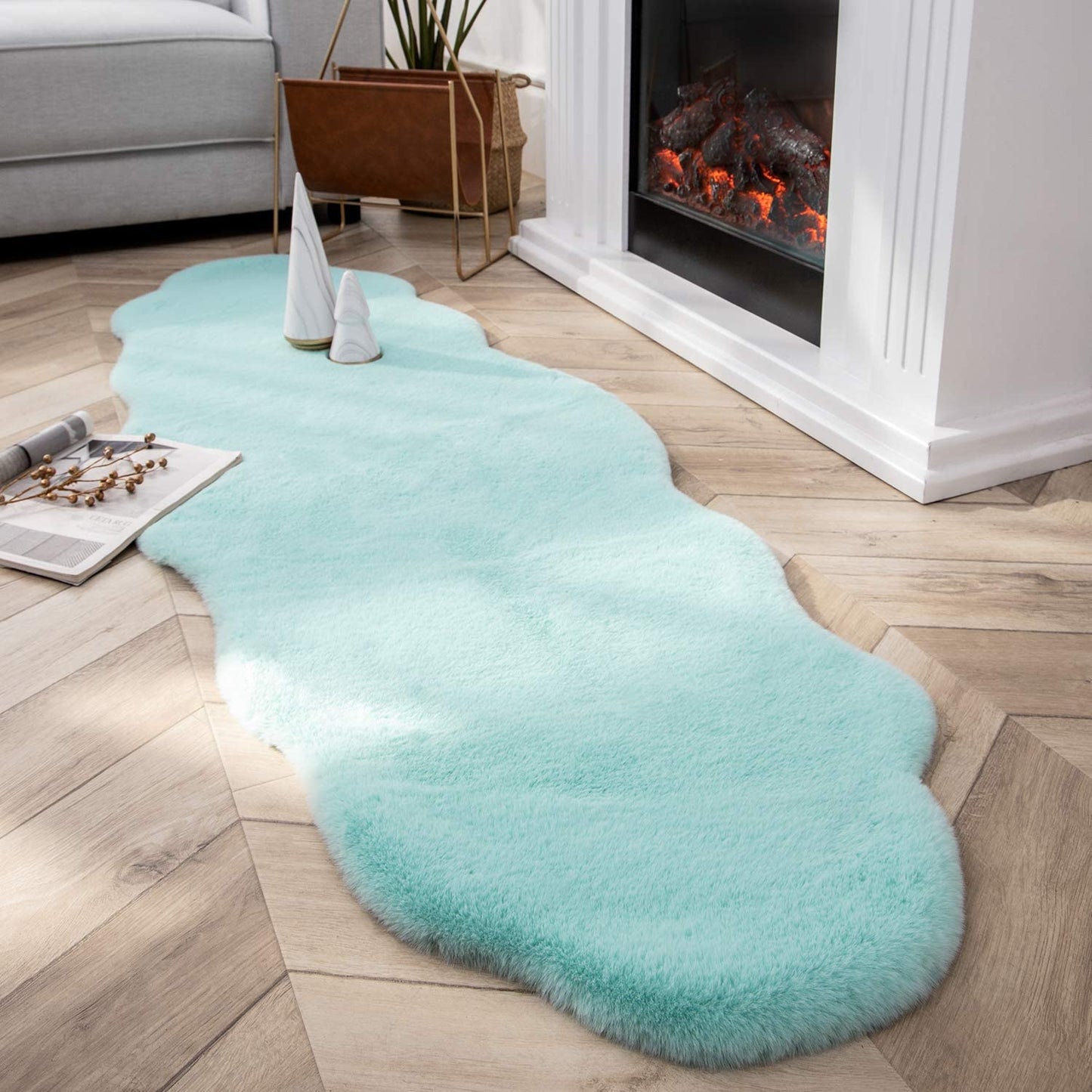Ultra Soft Faux Rabbit Fur Rug, 2 x 3 Feet