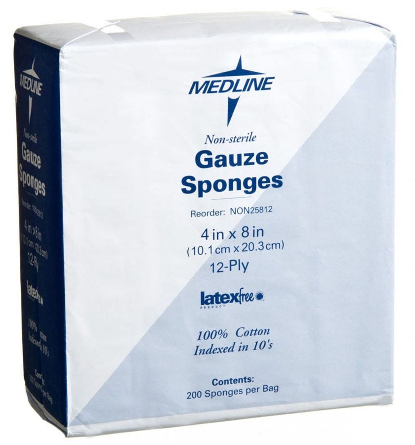 Medline Woven Non-Sterile Gauze Sponges 4" x 8" Pack of 200