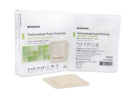 McKesson 4842 Silicone Foam Dressing 3 X 3 Inch Square Adhesive with Border Sterile, Box of 10 31529241