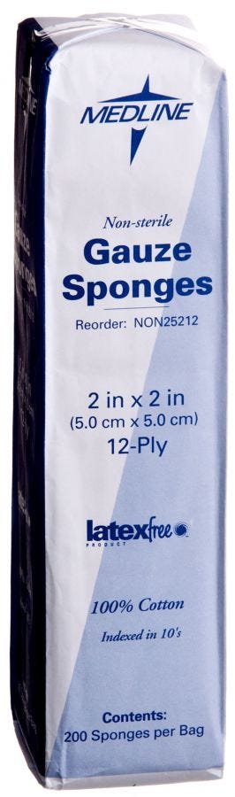 Medline Woven Non-Sterile Gauze Sponges 2 x 2 Inch 12-Ply Case of 8000