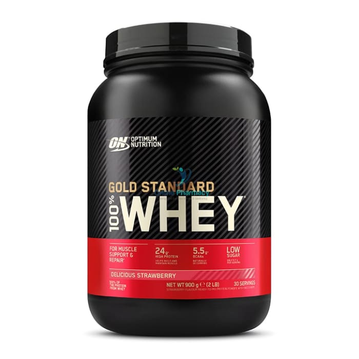 On 2ib Gold Standard Whey Protein Powder - Strawberry 908g