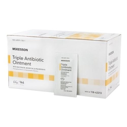 McKesson First Aid Antibiotic, Individual Packet, 0.9 Gram Ointment, Box of 144